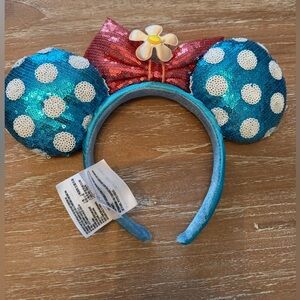 Disney Blue and Red Polka Dot Minnie Mouse Ears Headband